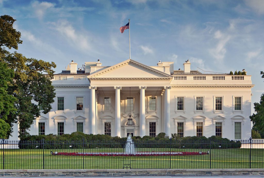 current political, White House, fountain and grounds